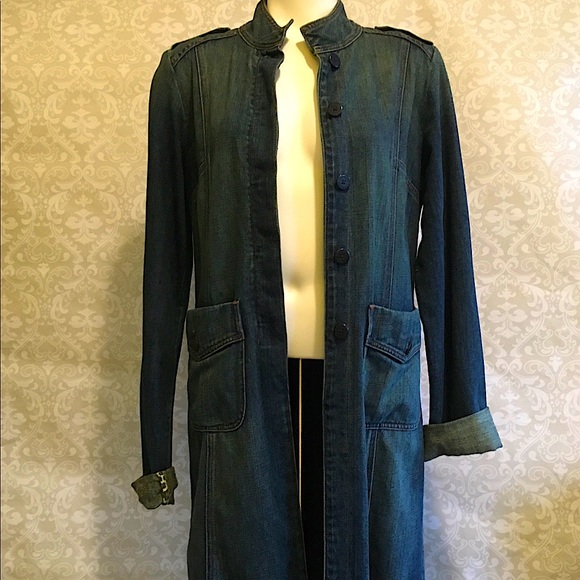 Express Jackets & Blazers - Express blue denim knee length coat